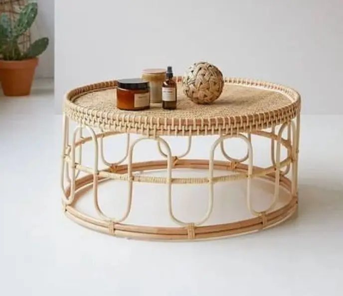 Woven Rattan Coffee Table — Handcrafted Export Product by NXTGENEXPORTS, Moradabad